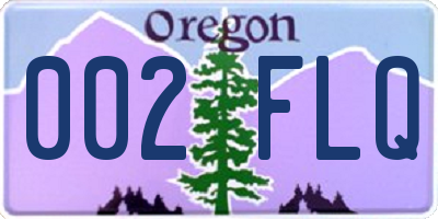 OR license plate 002FLQ