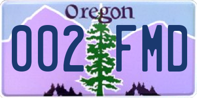 OR license plate 002FMD