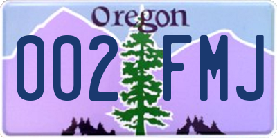 OR license plate 002FMJ
