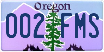 OR license plate 002FMS
