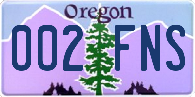 OR license plate 002FNS