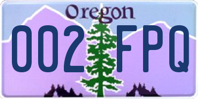OR license plate 002FPQ
