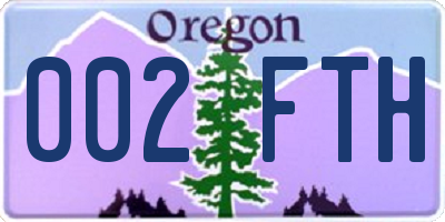 OR license plate 002FTH