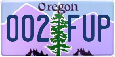OR license plate 002FUP