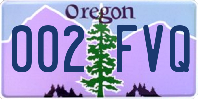 OR license plate 002FVQ