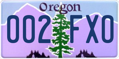 OR license plate 002FXO