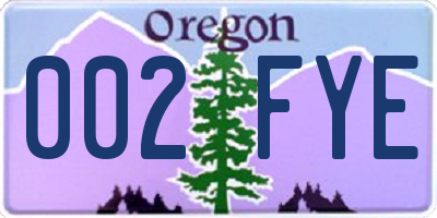 OR license plate 002FYE