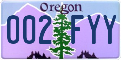 OR license plate 002FYY