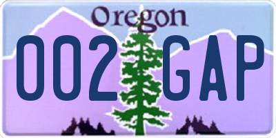 OR license plate 002GAP
