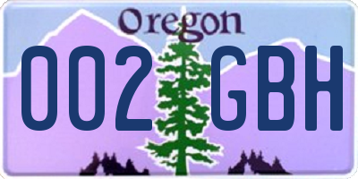OR license plate 002GBH