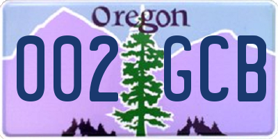 OR license plate 002GCB
