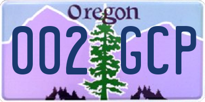 OR license plate 002GCP