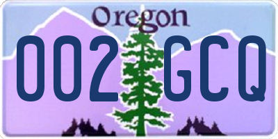 OR license plate 002GCQ