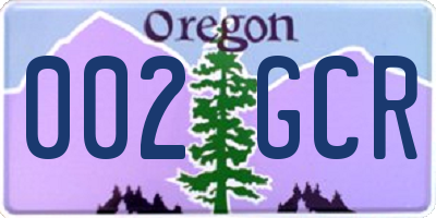 OR license plate 002GCR