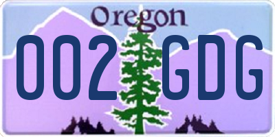 OR license plate 002GDG