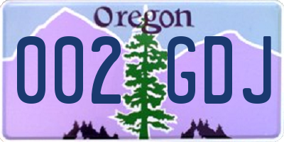 OR license plate 002GDJ