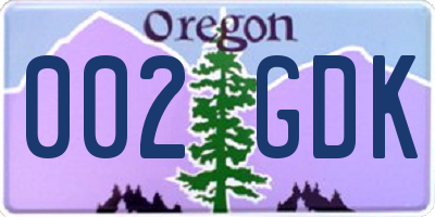 OR license plate 002GDK