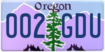 OR license plate 002GDU