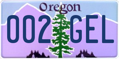 OR license plate 002GEL