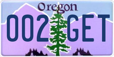 OR license plate 002GET