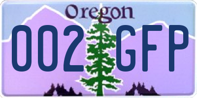 OR license plate 002GFP