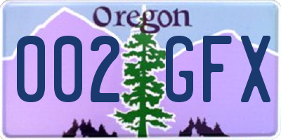 OR license plate 002GFX