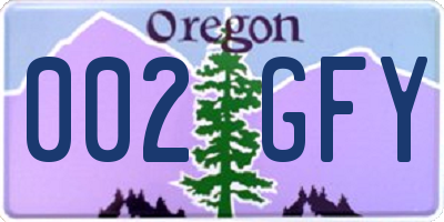 OR license plate 002GFY
