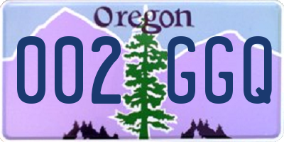 OR license plate 002GGQ
