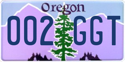 OR license plate 002GGT