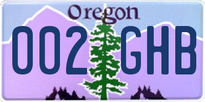 OR license plate 002GHB