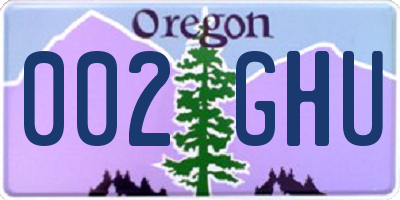 OR license plate 002GHU