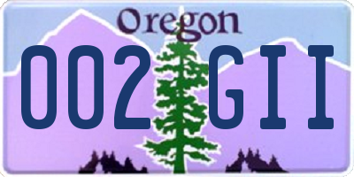 OR license plate 002GII