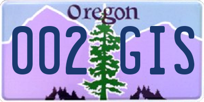 OR license plate 002GIS