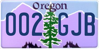 OR license plate 002GJB