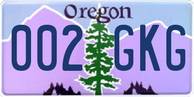 OR license plate 002GKG