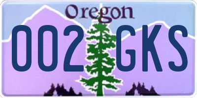 OR license plate 002GKS