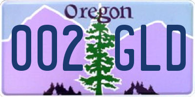 OR license plate 002GLD