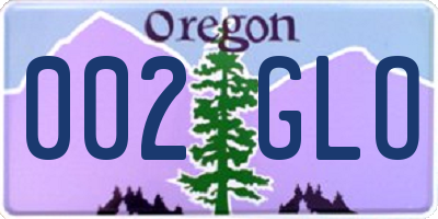 OR license plate 002GLO
