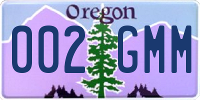 OR license plate 002GMM