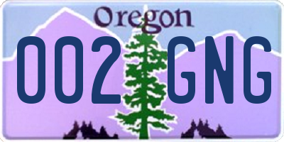 OR license plate 002GNG