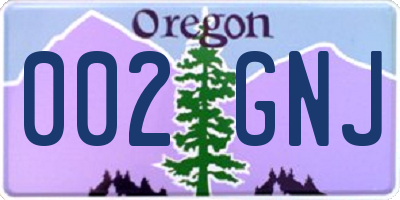OR license plate 002GNJ