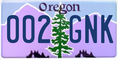 OR license plate 002GNK