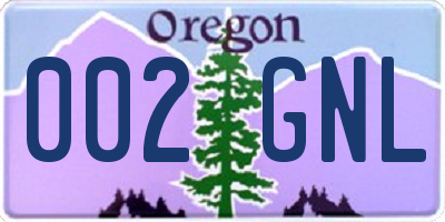 OR license plate 002GNL