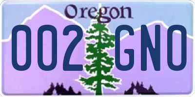 OR license plate 002GNO