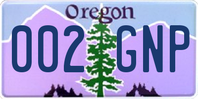 OR license plate 002GNP