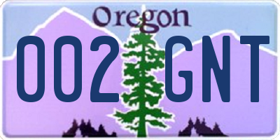 OR license plate 002GNT