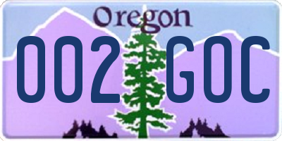 OR license plate 002GOC