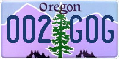 OR license plate 002GOG