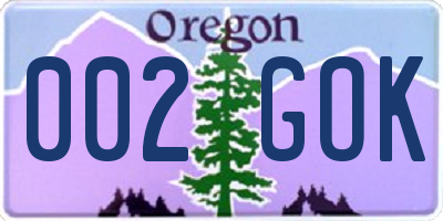 OR license plate 002GOK
