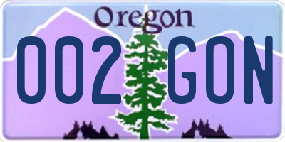 OR license plate 002GON